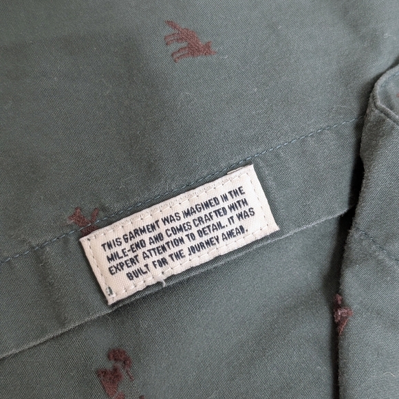 Frank & Oak St-Viateur Men's Forest Green / Fox Pattern 100% Cotton Shirt ~ Smal - Picture 9 of 11